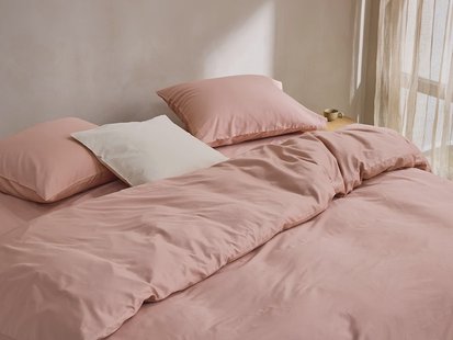 Yumeko Dekbedovertrek katoensatijn cosmea pink 200x220 + 2/60x70 100% biologisch en fairtrade katoen, satijn geweven