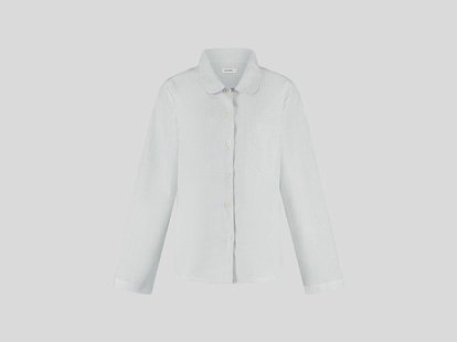 Yumeko Pyjamashirt dames katoen TENCEL™ white/blue stripe L 60% biologisch katoen, 40% TENCEL™