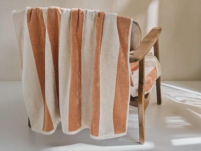 Yumeko Strandlaken velours terracotta stripe 100x180 - 1 st 100% biologisch katoen, velours