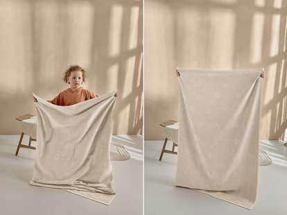 Yumeko Strandlaken velours seashell soft sand 86x140 100% biologisch katoen, velours