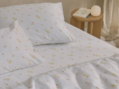 Yumeko Hoeslaken katoensatijn flower valley 100% biologisch katoen, satijn geweven