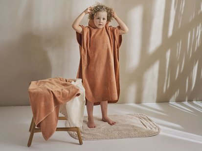 Yumeko Badponcho velours seashell terracotta 100% biologisch katoen, velours