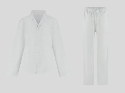 Yumeko Pyjamaset heren katoen TENCEL™ white/blue stripe 60% biologisch katoen, 40% TENCEL™