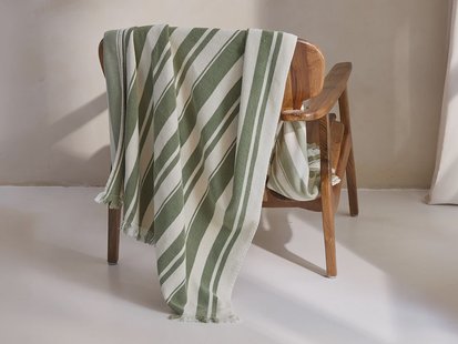 Yumeko Hamamdoek Sage Green Stripe 100x180 - 1 st. 100% biologisch katoen