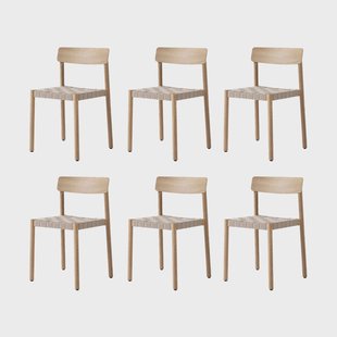 &Tradition Betty TK1 stoel, Eik-natuurlijk gevlochten linnenbandzitting, 6-pack