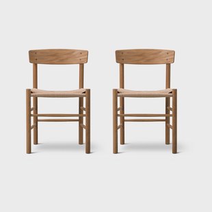 Fredericia Furniture J39 stoel, Geolied eik-gevlochten naturel, 2-pack