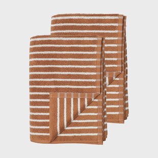 Scandi Living Drift badhanddoeken 100x150 cm 2-pack - Bruin-wit