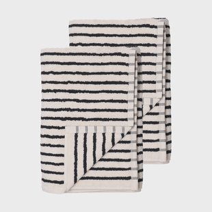 Scandi Living Drift badhanddoeken 100x150 cm 2-pack - Wit-zwart