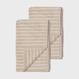 Scandi Living Drift badhanddoeken 100x150 cm 2-pack - Beige-wit