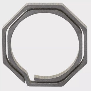 Flytanium Octagonal Keyring FLY-0820, Blasted Titanium, sleutelring