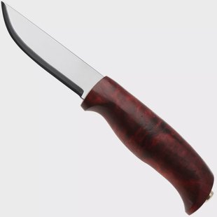 Helle Allmenn 200008 Polished 12C27 Red Curly Birch, vaststaand mes