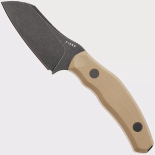 Kizer Bulldog Fix 1116A2 Blackwashed 14C28N, Brown G10, vaststaand mes, O.SHO design