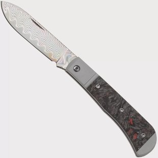 Kizer Vanguard Trestle D V3760A5 Acid-Washed Rainbow Damascus, Aluminium & Red FatCarbon, zakmes, Azo design