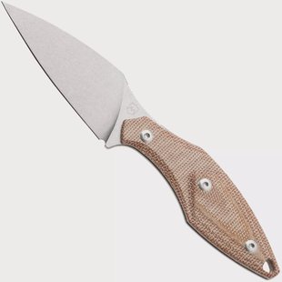 Mercury Hawky 9AWK-NCF-C Stonewashed M390, Natural Canvas Micarta, vaststaand mes