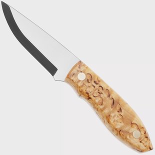Nordic Knife Design Lizard 75, 2039, Satin 12C27, Curly Birch, vaststaand mes