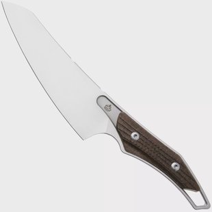 QSP Knife T-Cook QS172-C1, Stonewashed Nitro-V, Glow In The Dark Brown Burlap Micarta vaststaand mes