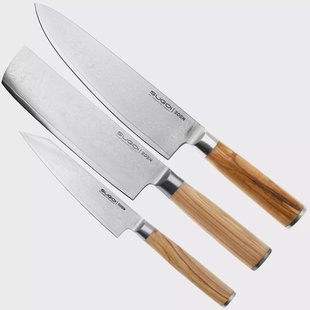 Eden Sugoi Olive 3-delige messenset koksmes, nakiri en universeelmes