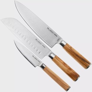 Eden Sugoi Olive 3-delige messenset koksmes, santoku en officemes
