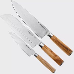 Eden Sugoi Olive 3-delige messenset koksmes, santoku en universeelmes