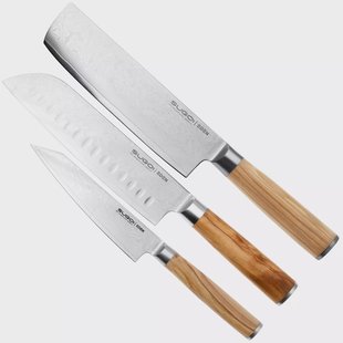 Eden Sugoi Olive 3-delige messenset santoku, nakiri en universeelmes