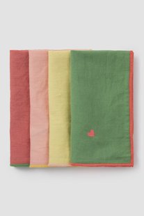 Set van 4  multicolour servetten met hartje