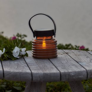 Sirius LED lamp op zonne-energie Aston Jar, hoogte 12 cm, amber/bruin, IP44