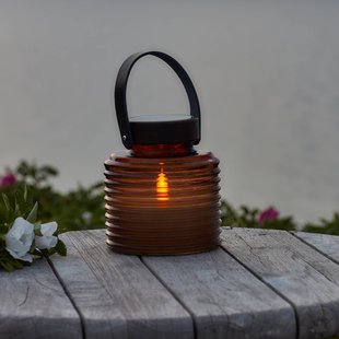 Sirius LED lamp op zonne-energie Aston Jar, hoogte 16 cm, amber/bruin, IP44