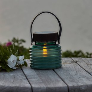 Sirius LED lamp op zonne-energie Aston Jar, hoogte 12 cm, groen/bruin, IP44
