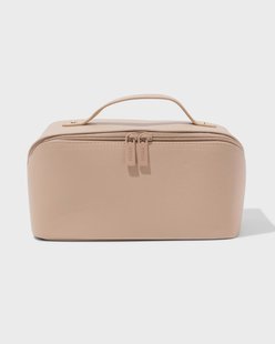 HEMA Toilettas met diagonale rits 24x12x12cm beige