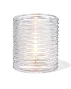 HEMA Sfeerlichthouder ⌀7x8cm glas ribbel (transparant)