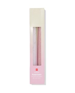 HEMA Dinerkaarsen ⌀2.2x25cm spikkel groen-roze - 2 stuks (lichtgroen)