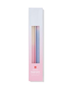 HEMA Dinerkaarsen ⌀2.2x25cm kleurverloop blauw-roze - 2 stuks (blauw)