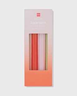 HEMA Dinerkaarsen ⌀2.2x25cm bloemvorm oranje-roze - 4 stuks (oranje)