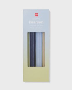 HEMA Dinerkaarsen ⌀2.2x25cm bloemvorm blauw-groen - 4 stuks (blauw)