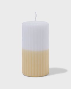 HEMA Stompkaars ⌀7x13cm ribbel wit-lichtgeel (lichtgeel)