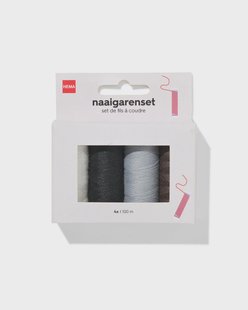 HEMA Naaigarenset 100m zwart wit bruin grijs - 4 stuks (zwart)