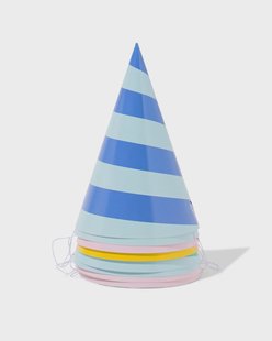 HEMA Feesthoedjes strepen - 8 stuks (multicolor)