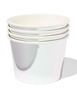 HEMA Bakje 450ml papier zilver - 4 stuks (zilver)
