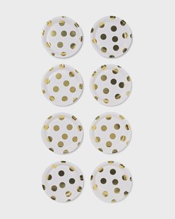 HEMA Gebaksbordjes ⌀17.5cm papier stippen goud - 8 stuks (goud)
