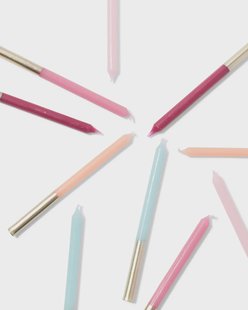 HEMA Taartkaarsjes 16cm pastel met goud - 10 stuks