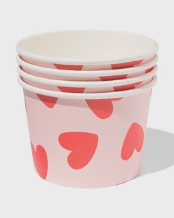 HEMA Bakjes 450ml papier hartjes - 4 stuks (rood)