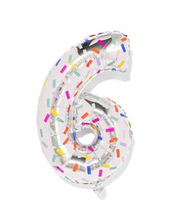 HEMA Folieballon cijfer 6 60cm confetti (gebroken wit)