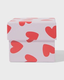 HEMA Doos S 9x11x11cm karton hartjes (rood)