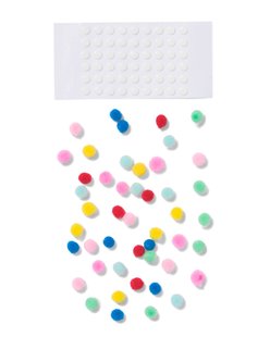 HEMA Mini plak pompoms - 50 stuks (multicolor)
