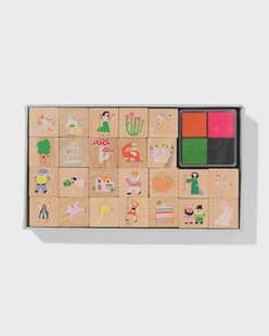HEMA Stempelset bosfiguren hout 24-delig