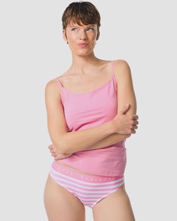 HEMA Damesslip katoen everyday tailleband strepen roze (roze)
