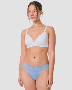 HEMA Damesstring katoen met kant blauw (blauw)
