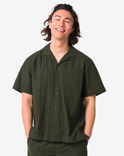 HEMA Herenshort Sem regular fit seersucker donkergroen (donkergroen)