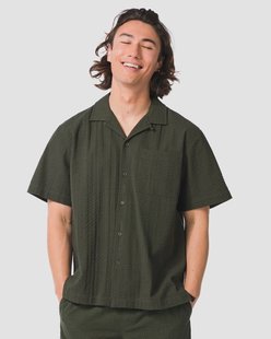 HEMA Herenshort Sem regular fit seersucker donkergroen (donkergroen)
