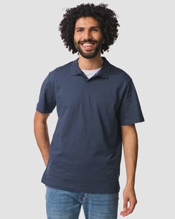 HEMA Herenpolo Jack slub donkerblauw (donkerblauw)